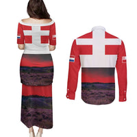 Netherlands Utrecht Province Couples Matching Puletasi and Long Sleeve Button Shirt Flag Style