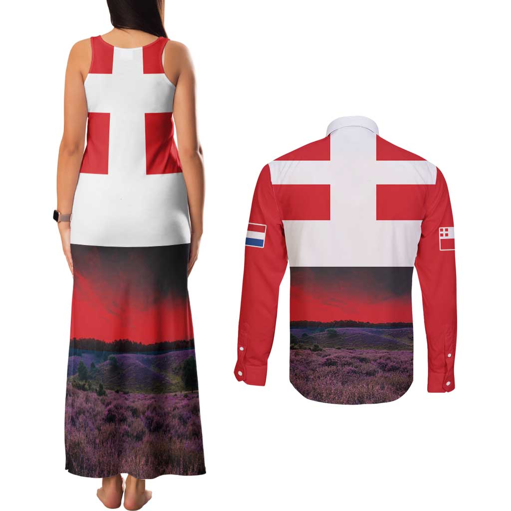 Netherlands Utrecht Province Couples Matching Tank Maxi Dress and Long Sleeve Button Shirt Flag Style