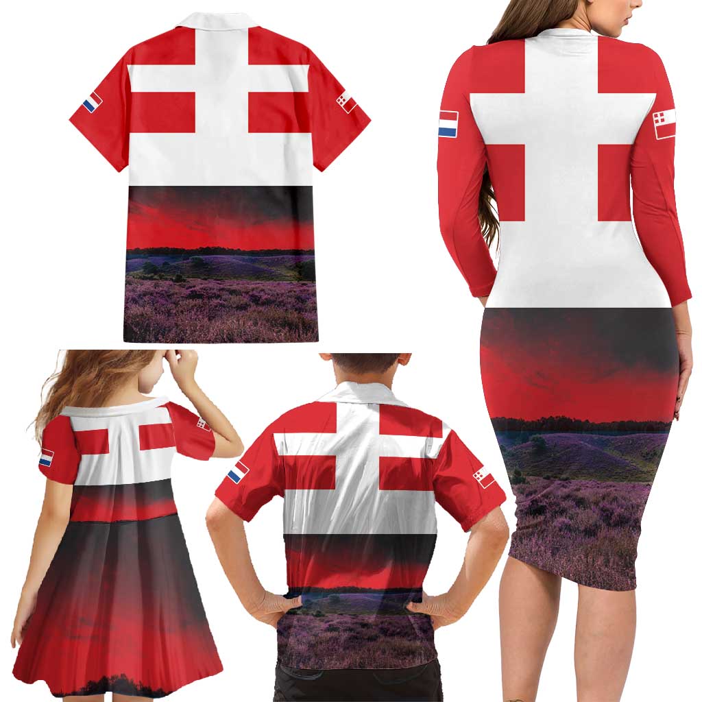 Netherlands Utrecht Province Family Matching Long Sleeve Bodycon Dress and Hawaiian Shirt Flag Style
