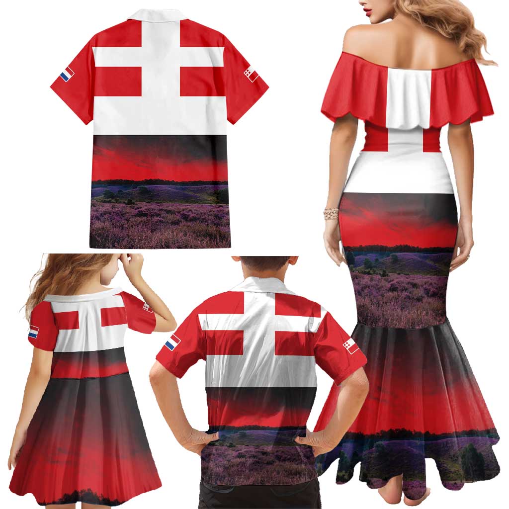 Netherlands Utrecht Province Family Matching Mermaid Dress and Hawaiian Shirt Flag Style