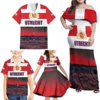 Netherlands Utrecht Province Family Matching Off Shoulder Maxi Dress and Hawaiian Shirt Flag Style