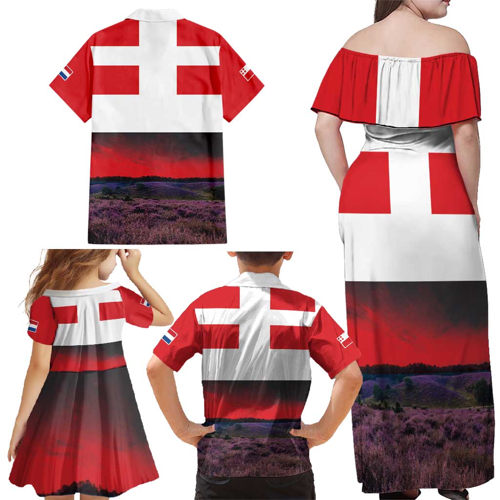 Netherlands Utrecht Province Family Matching Off Shoulder Maxi Dress and Hawaiian Shirt Flag Style