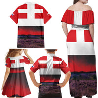 Netherlands Utrecht Province Family Matching Off Shoulder Maxi Dress and Hawaiian Shirt Flag Style
