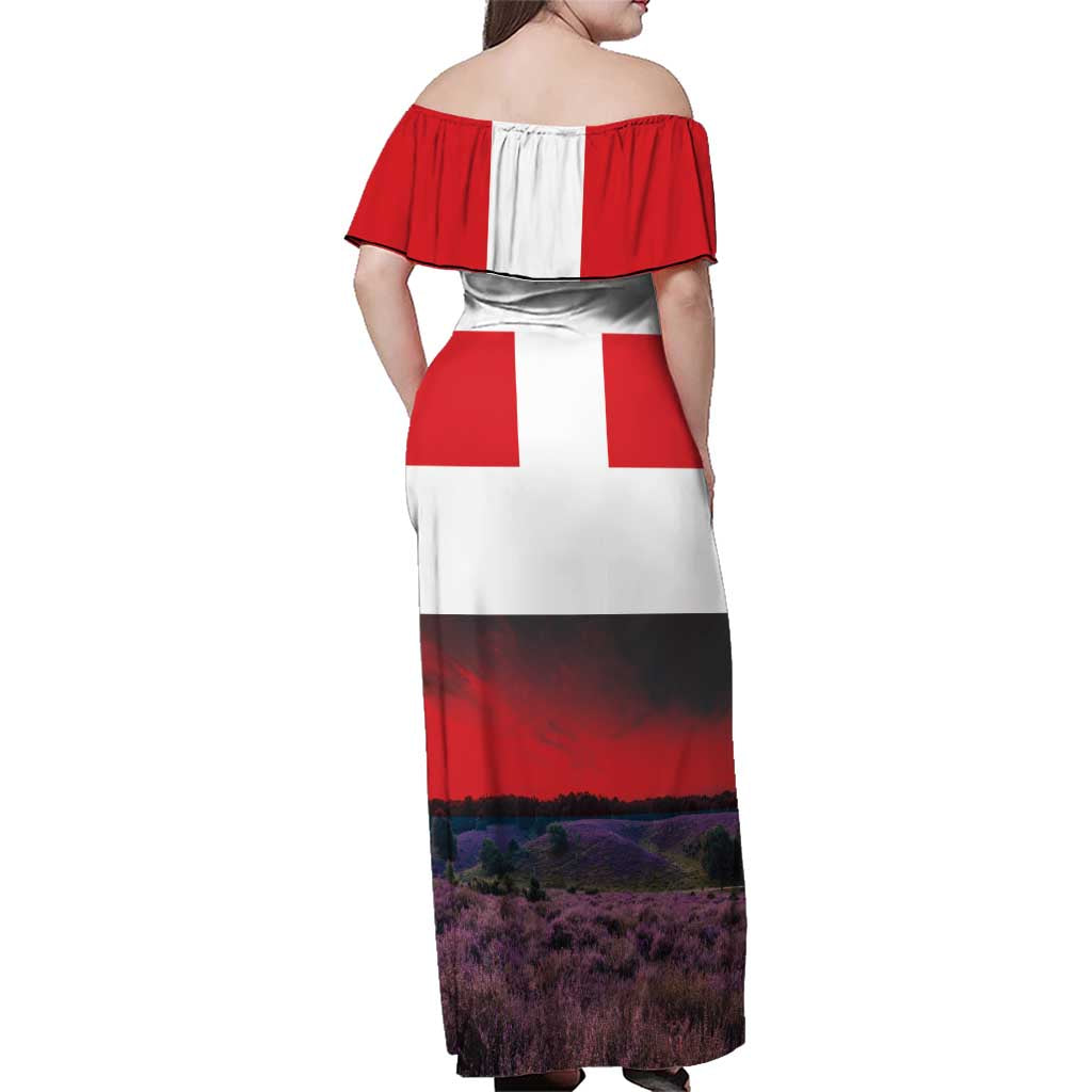 Netherlands Utrecht Province Family Matching Off Shoulder Maxi Dress and Hawaiian Shirt Flag Style