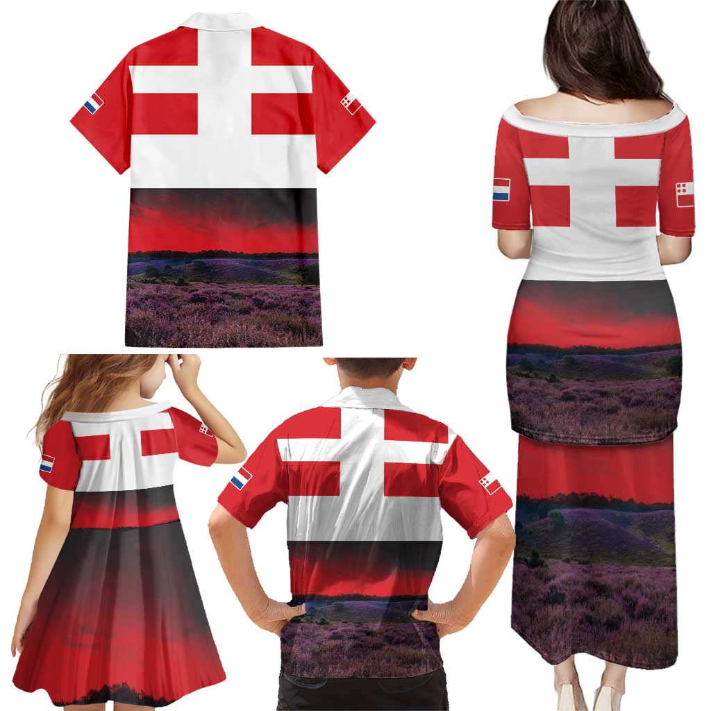 Netherlands Utrecht Province Family Matching Puletasi and Hawaiian Shirt Flag Style