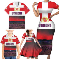 Netherlands Utrecht Province Family Matching Short Sleeve Bodycon Dress and Hawaiian Shirt Flag Style