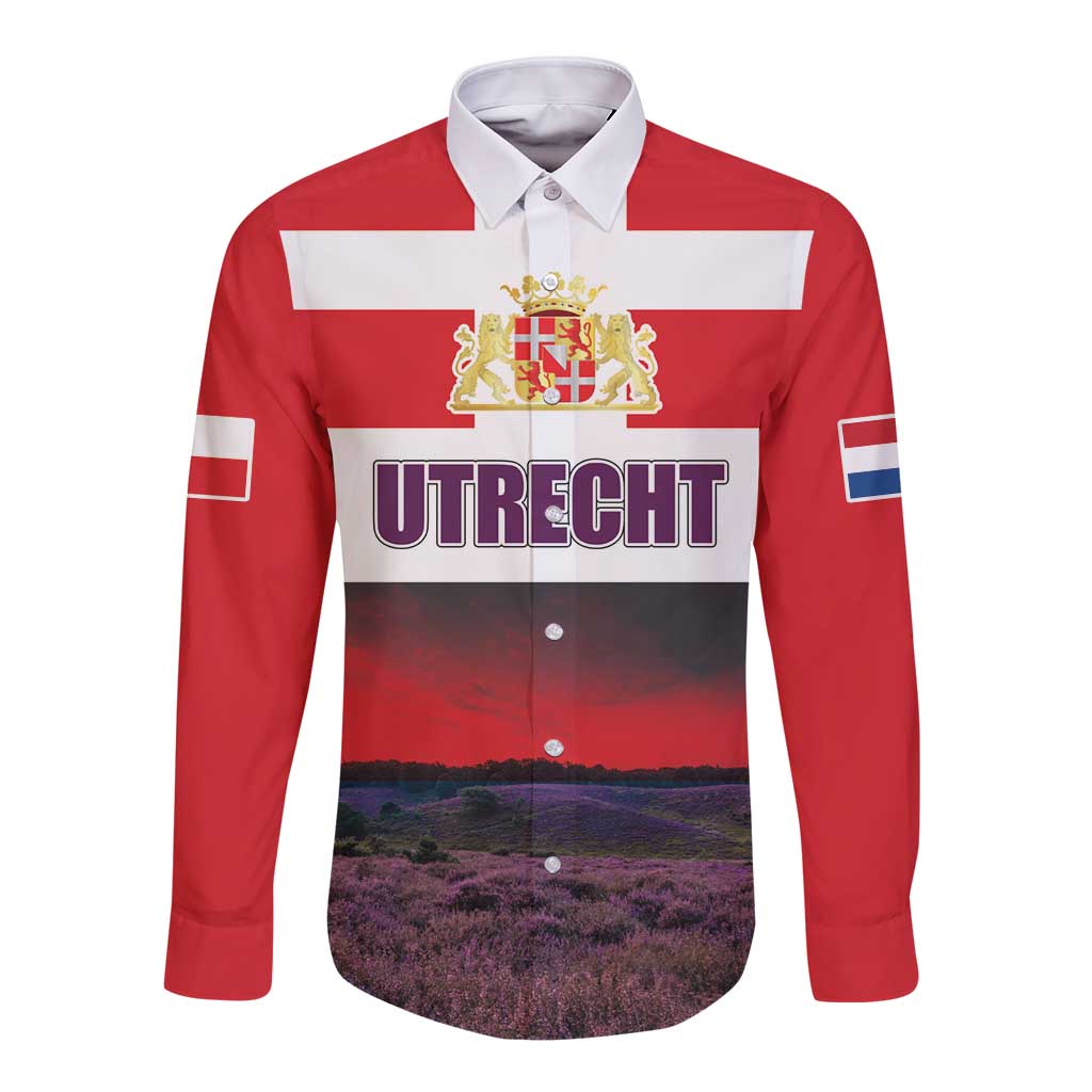 Netherlands Utrecht Province Long Sleeve Button Shirt Flag Style