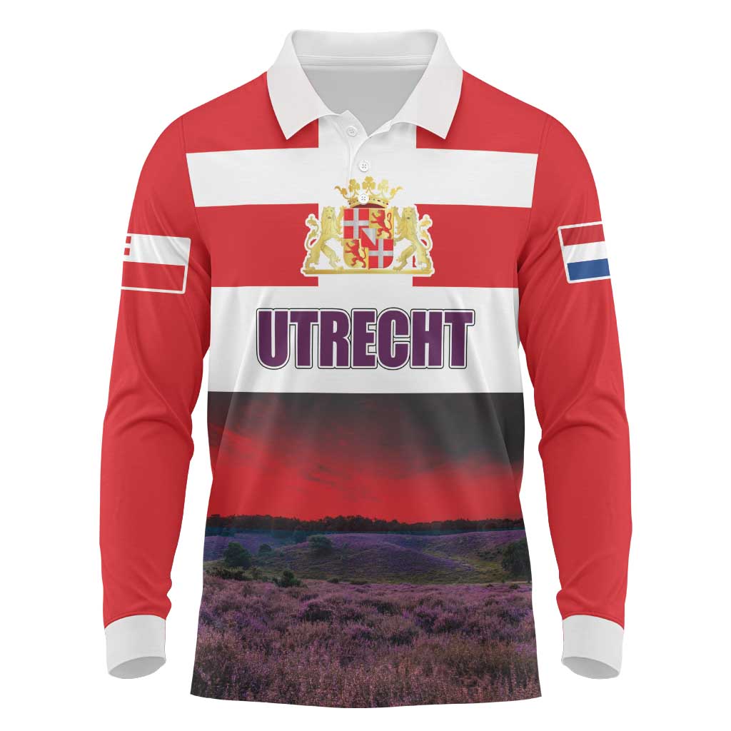 Netherlands Utrecht Province Long Sleeve Polo Shirt Flag Style