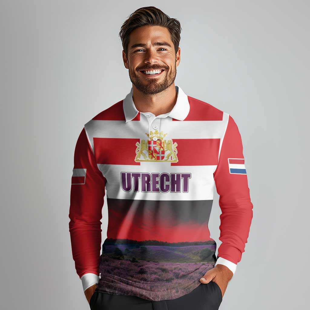 Netherlands Utrecht Province Long Sleeve Polo Shirt Flag Style