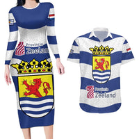 Netherlands Zeeland Province Couples Matching Long Sleeve Bodycon Dress and Hawaiian Shirt Flag Style