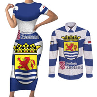 Netherlands Zeeland Province Couples Matching Short Sleeve Bodycon Dress and Long Sleeve Button Shirt Flag Style