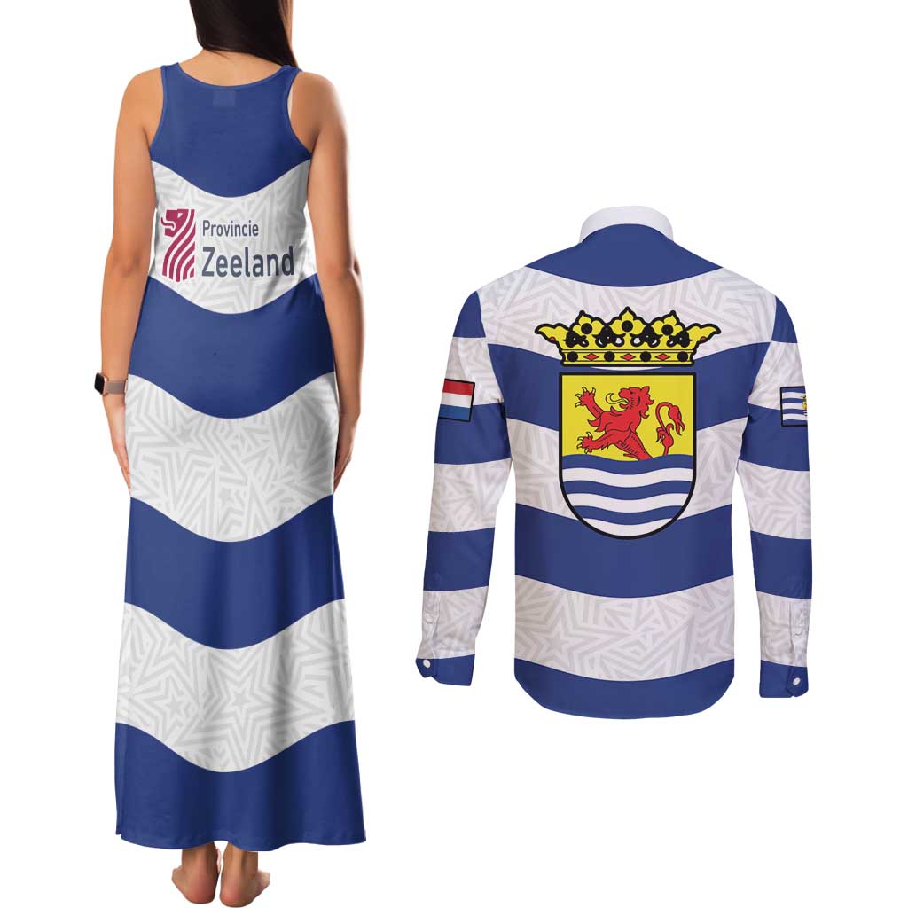 Netherlands Zeeland Province Couples Matching Tank Maxi Dress and Long Sleeve Button Shirt Flag Style