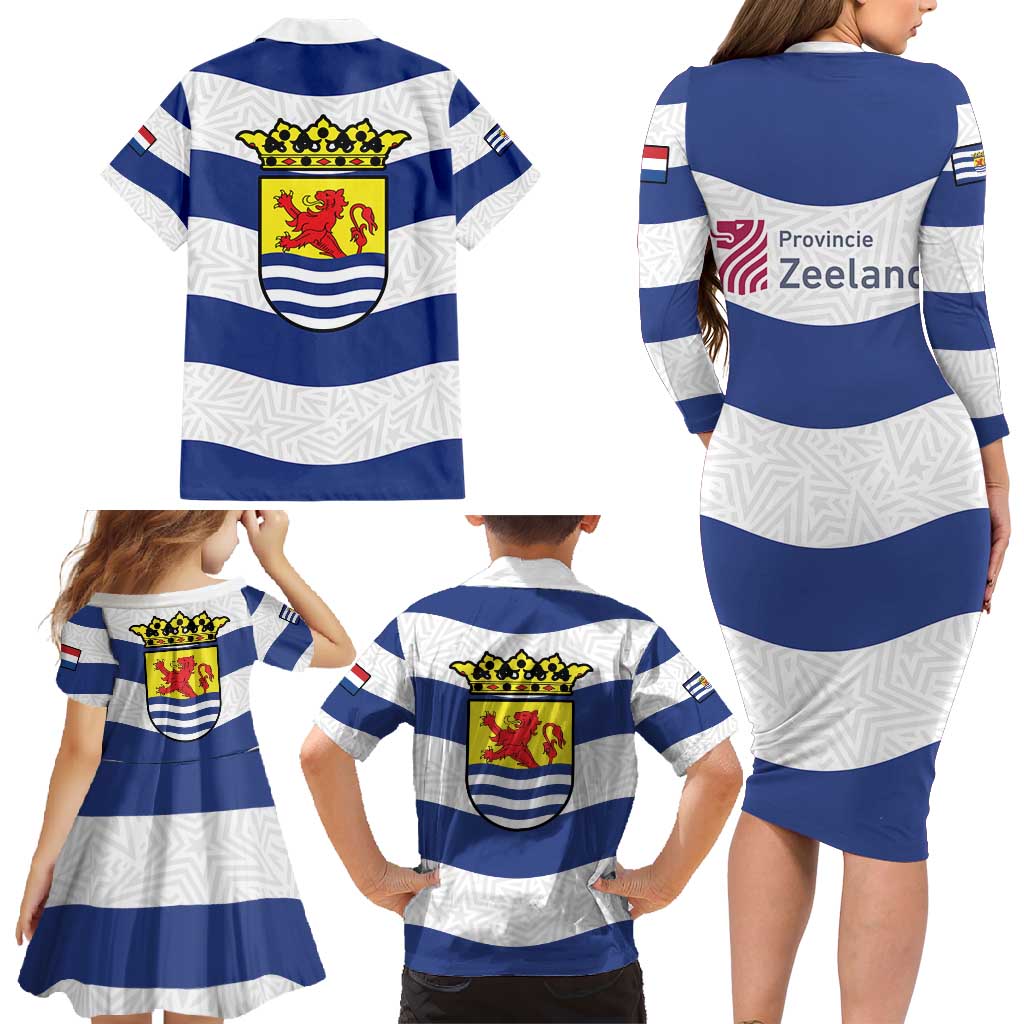 Netherlands Zeeland Province Family Matching Long Sleeve Bodycon Dress and Hawaiian Shirt Flag Style