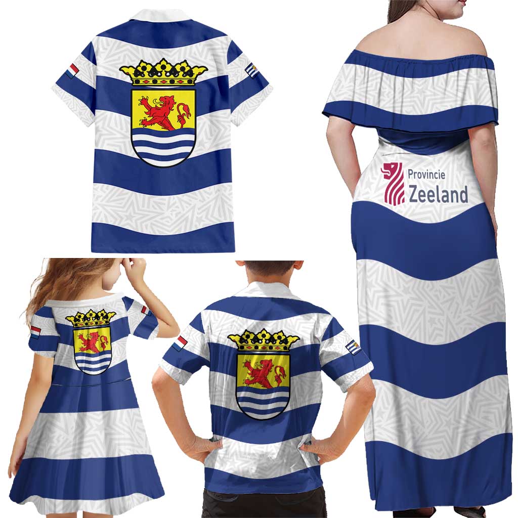Netherlands Zeeland Province Family Matching Off Shoulder Maxi Dress and Hawaiian Shirt Flag Style