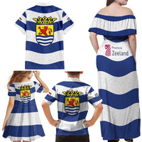 Netherlands Zeeland Province Family Matching Off Shoulder Maxi Dress and Hawaiian Shirt Flag Style