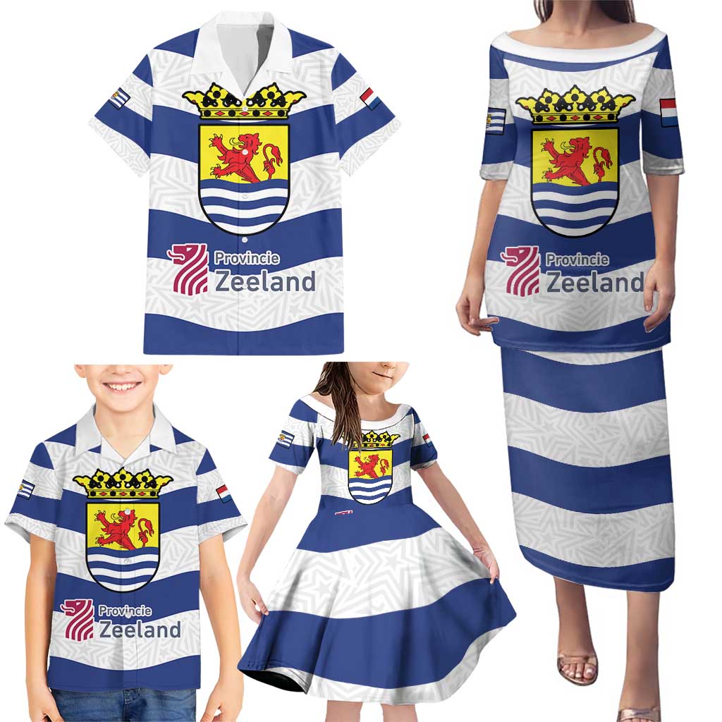 Netherlands Zeeland Province Family Matching Puletasi and Hawaiian Shirt Flag Style
