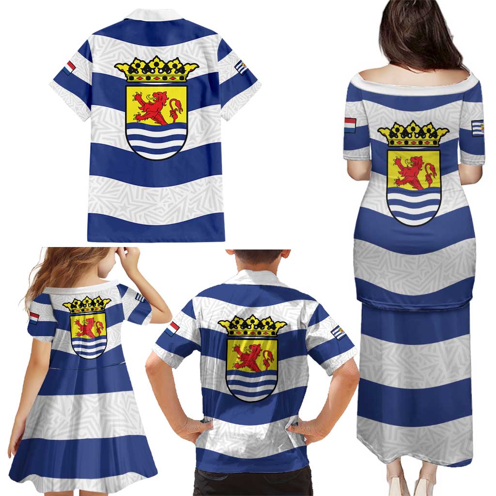 Netherlands Zeeland Province Family Matching Puletasi and Hawaiian Shirt Flag Style