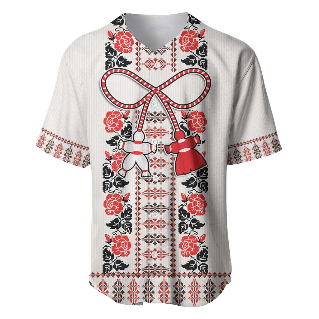 Romanian Traditional Pattern with Martenitsa Baseball Jersey Happy Martisor Day 1 March