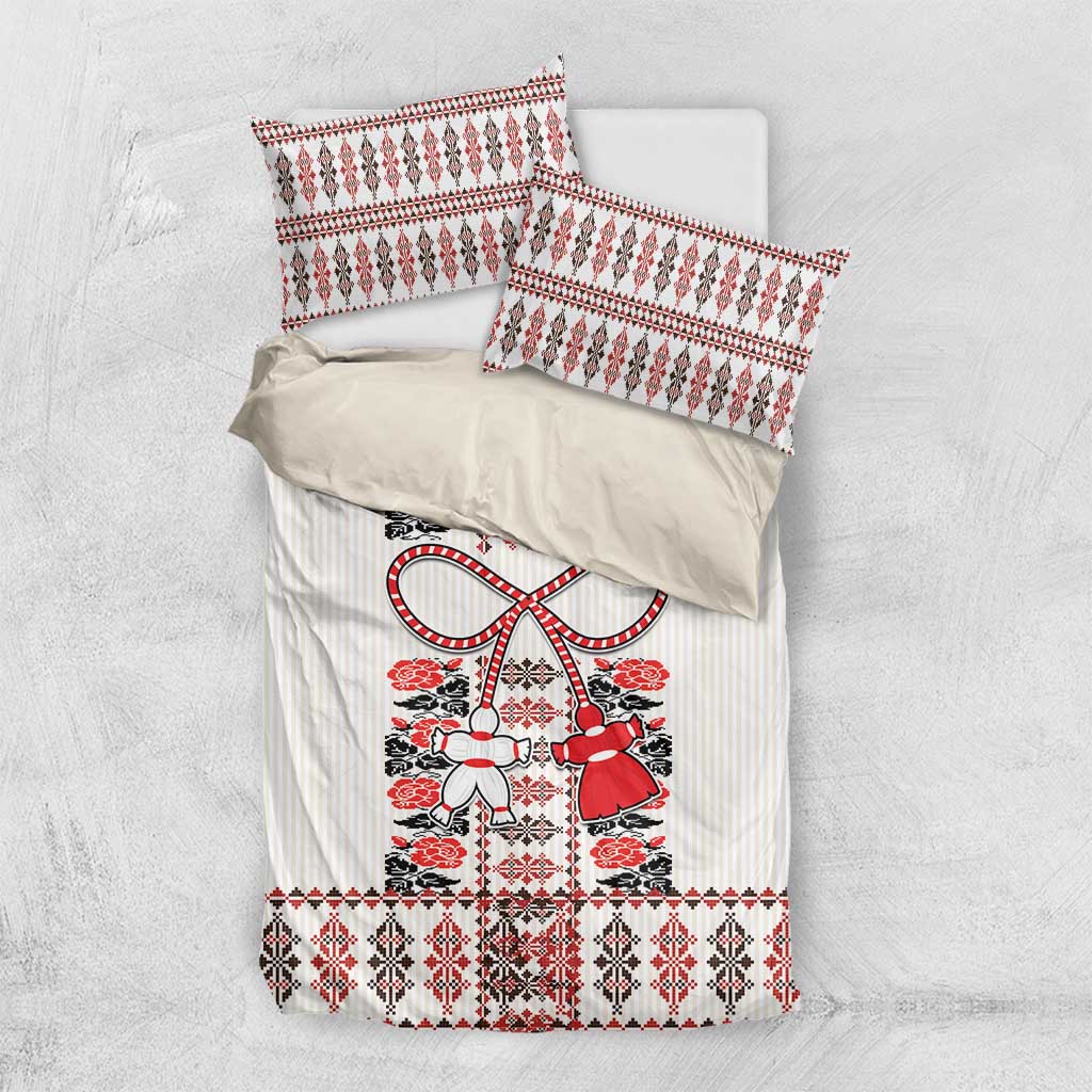 Romanian Traditional Pattern with Martenitsa Bedding Set Happy Martisor Day 1 March