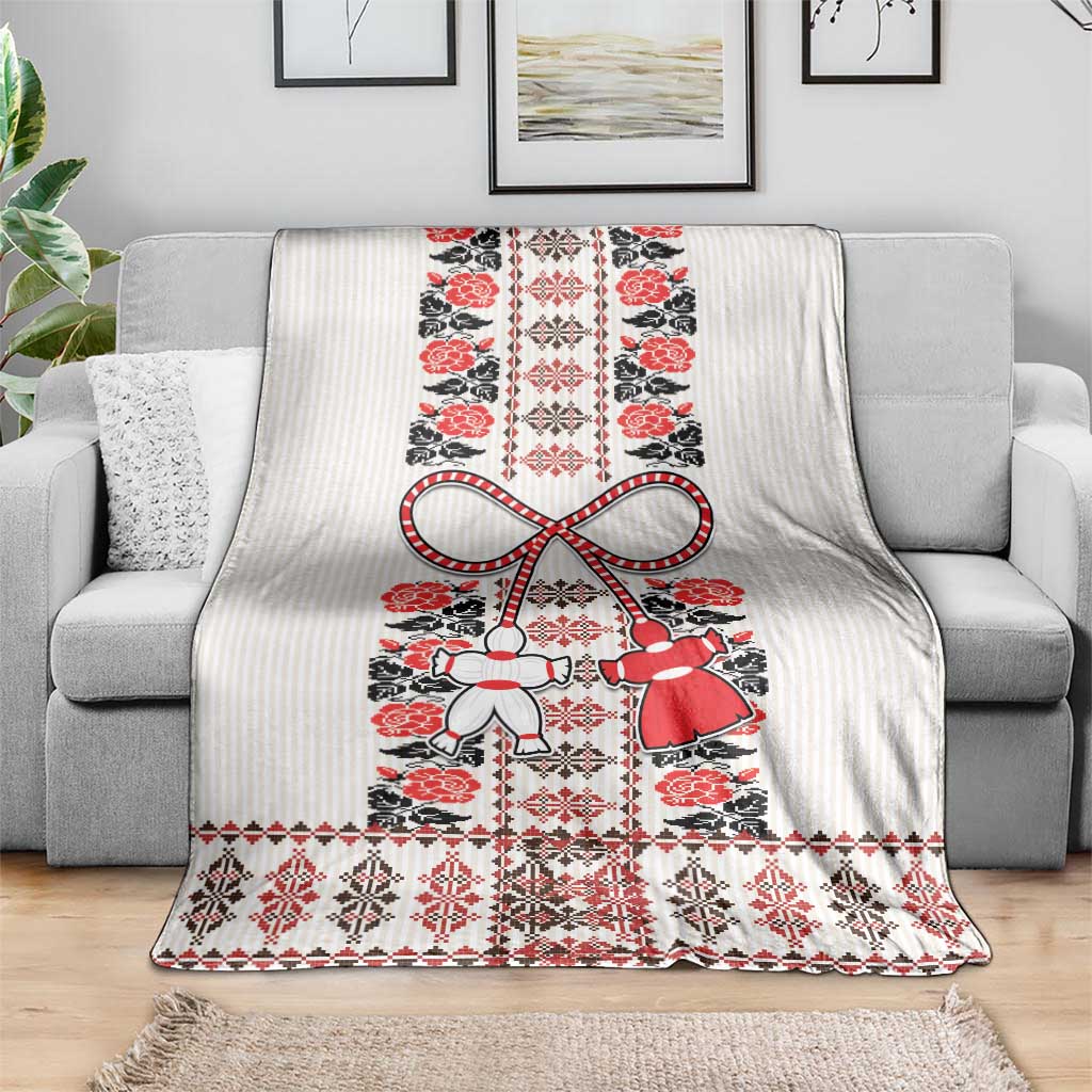 Romanian Traditional Pattern with Martenitsa Blanket Happy Martisor Day 1 March