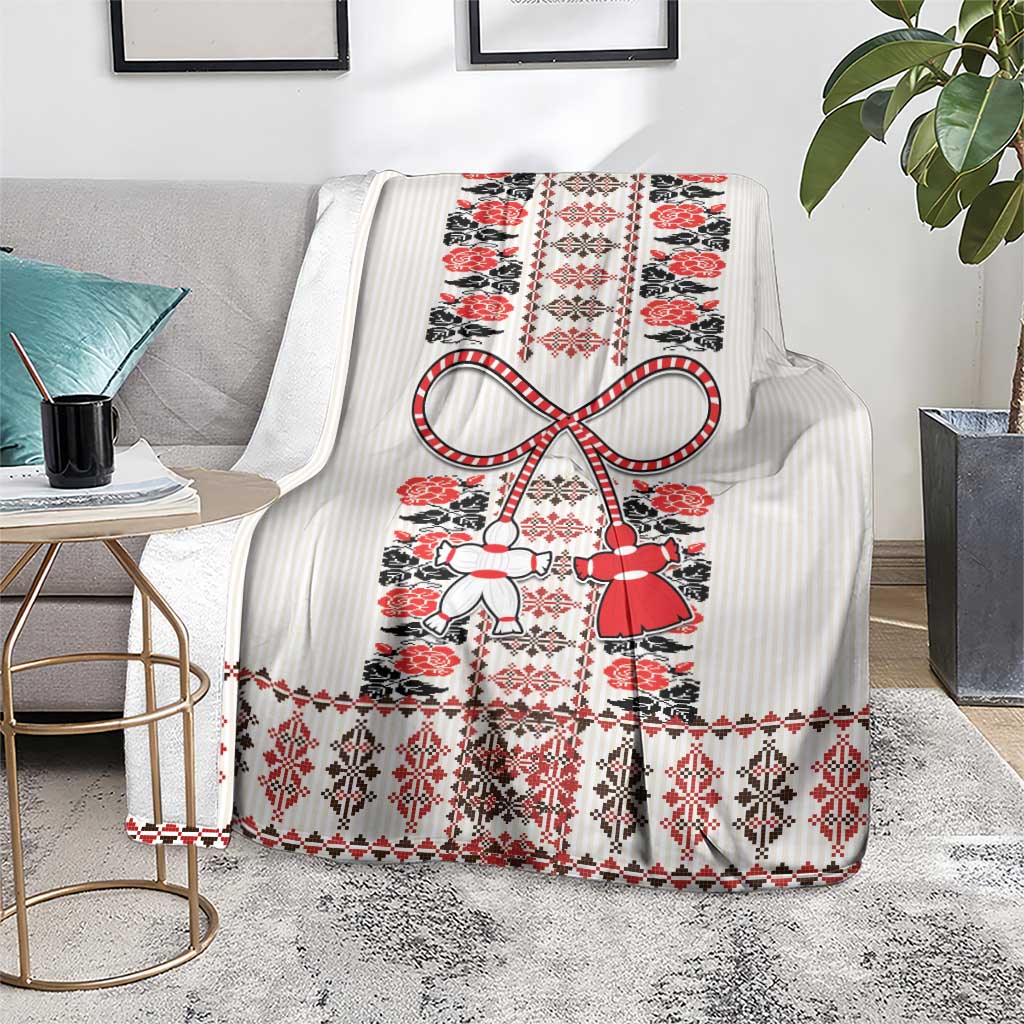 Romanian Traditional Pattern with Martenitsa Blanket Happy Martisor Day 1 March