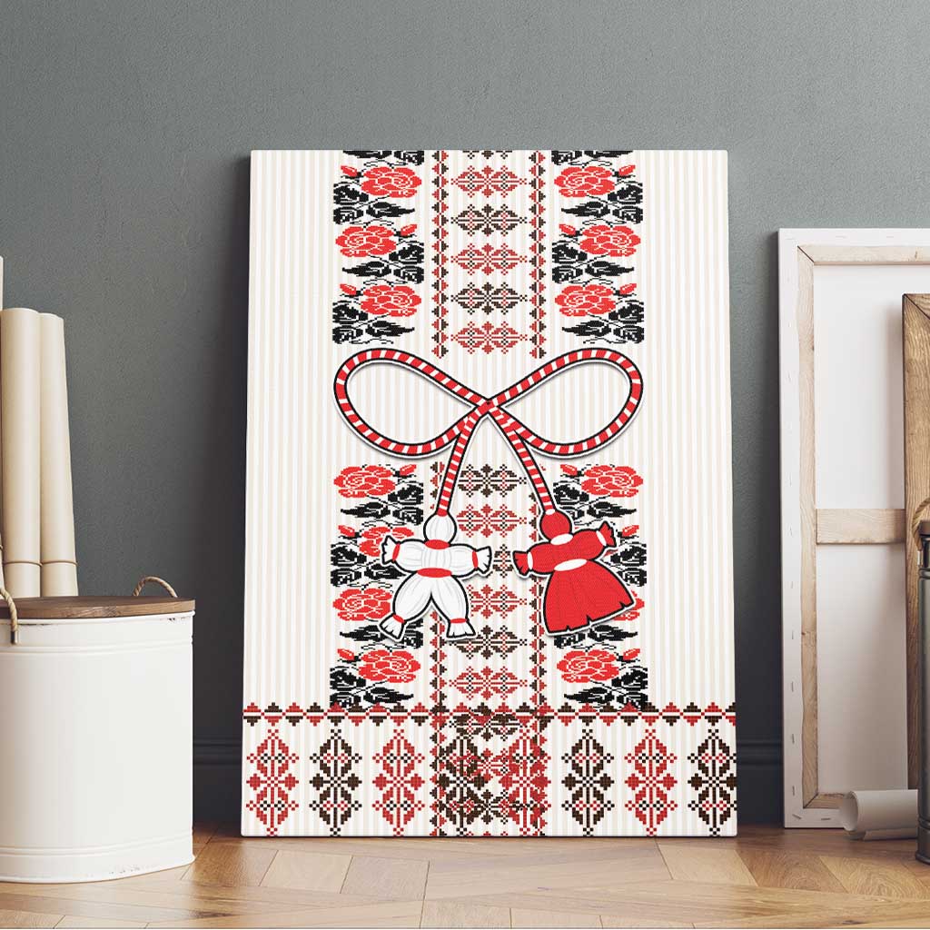Romanian Traditional Pattern with Martenitsa Canvas Wall Art Happy Martisor Day 1 March