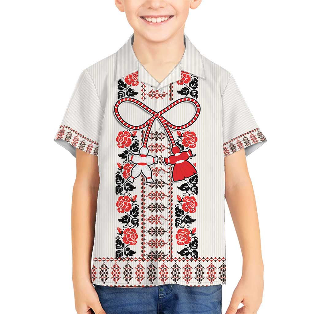 Romanian Traditional Pattern with Martenitsa Family Matching Puletasi and Hawaiian Shirt Happy Martisor Day 1 March