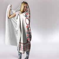 Romanian Traditional Pattern with Martenitsa Hooded Blanket Happy Martisor Day 1 March