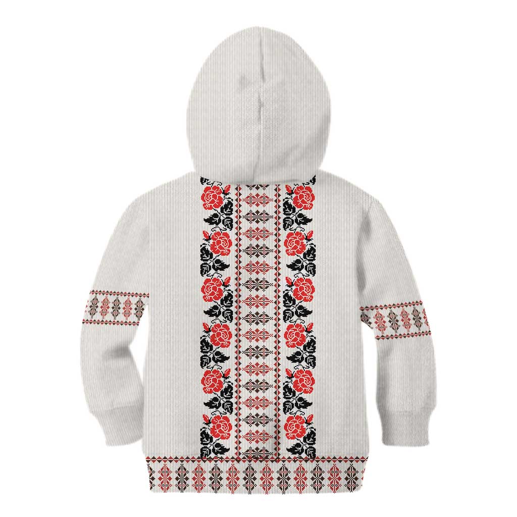 Romanian Traditional Pattern with Martenitsa Kid Hoodie Happy Martisor Day 1 March