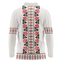 Romanian Traditional Pattern with Martenitsa Long Sleeve Polo Shirt Happy Martisor Day 1 March