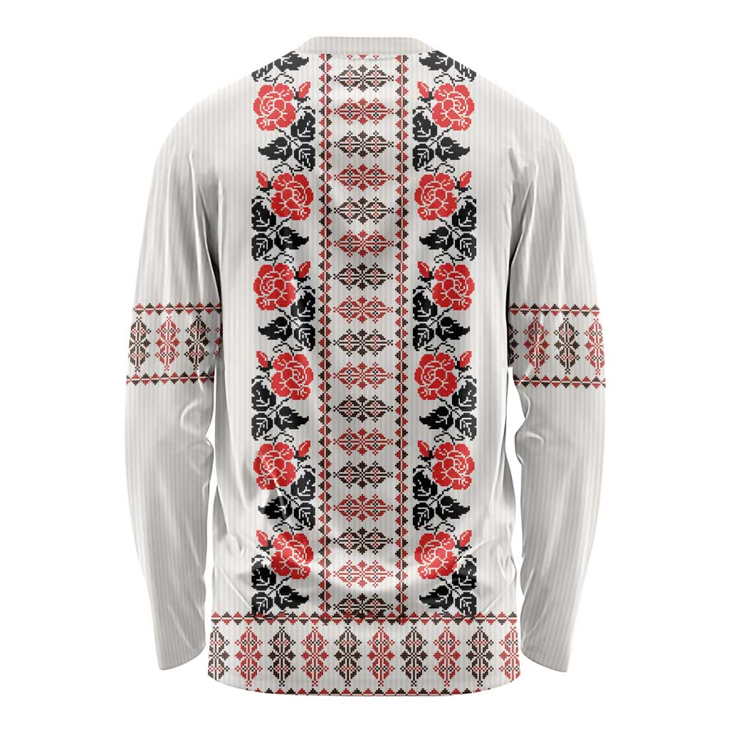 Romanian Traditional Pattern with Martenitsa Long Sleeve Shirt Happy Martisor Day 1 March