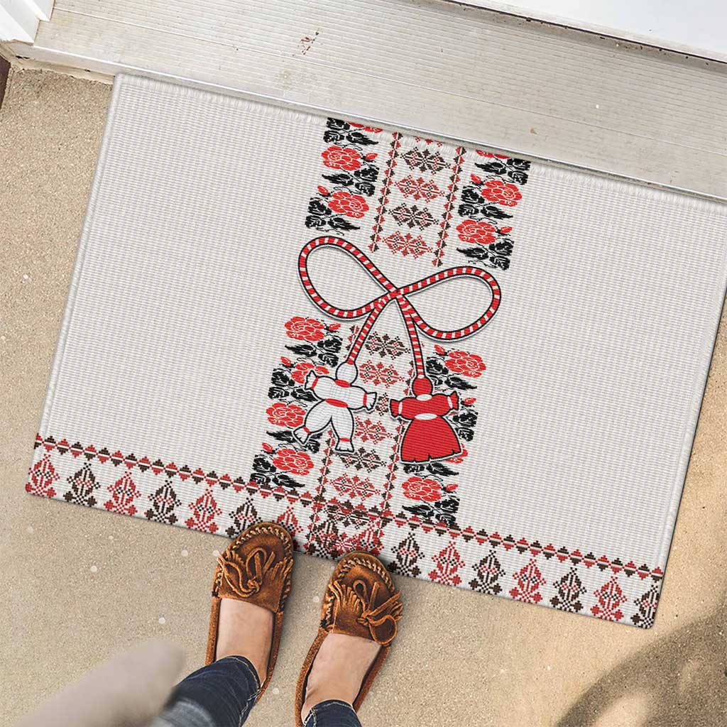 Romanian Traditional Pattern with Martenitsa Rubber Doormat Happy Martisor Day 1 March