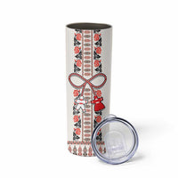 Romanian Traditional Pattern with Martenitsa Skinny Tumbler Happy Martisor Day 1 March