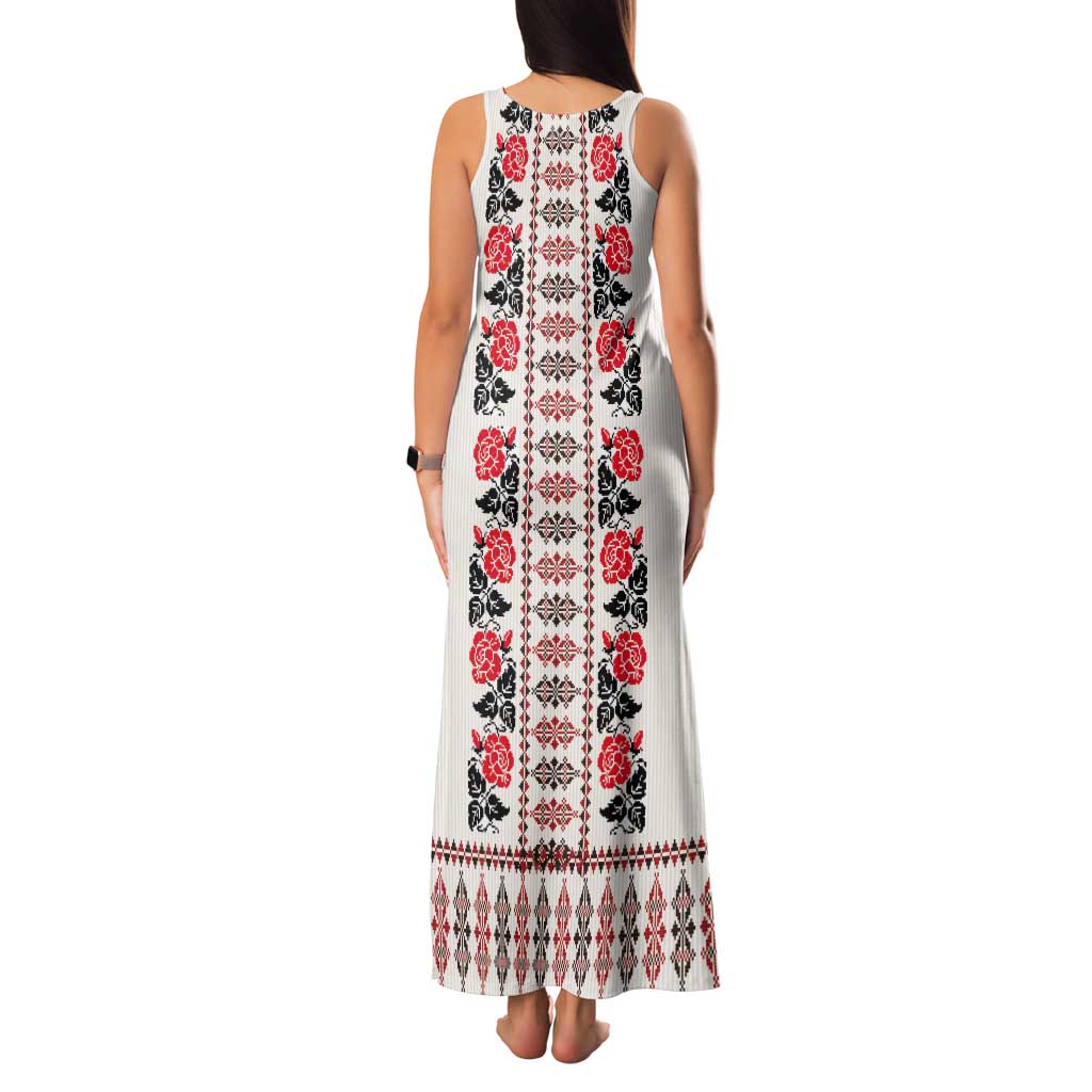 Romanian Traditional Pattern with Martenitsa Tank Maxi Dress Happy Martisor Day 1 March
