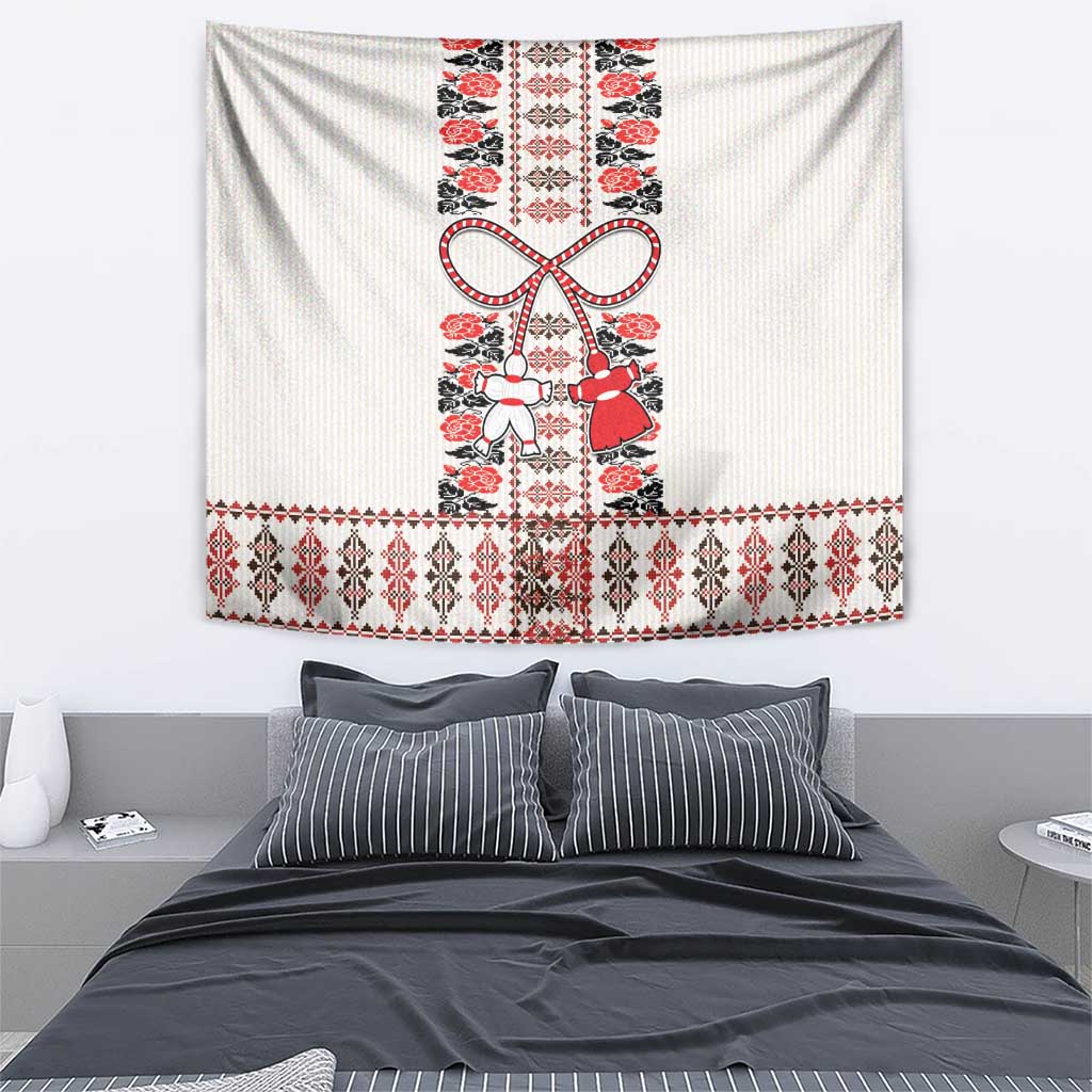 Romanian Traditional Pattern with Martenitsa Tapestry Happy Martisor Day 1 March