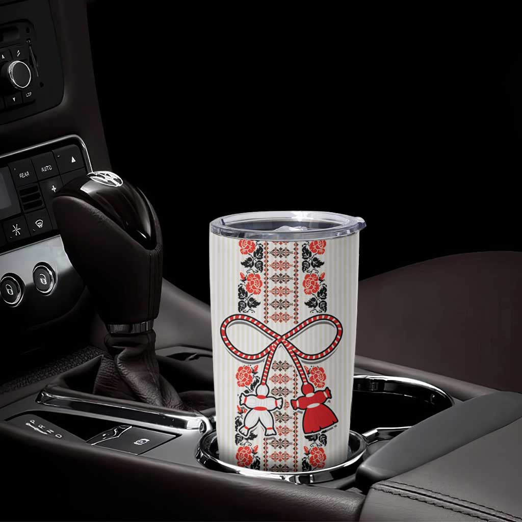 Romanian Traditional Pattern with Martenitsa Tumbler Cup Happy Martisor Day 1 March