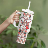 Romanian Traditional Pattern with Martenitsa Tumbler With Handle Happy Martisor Day 1 March
