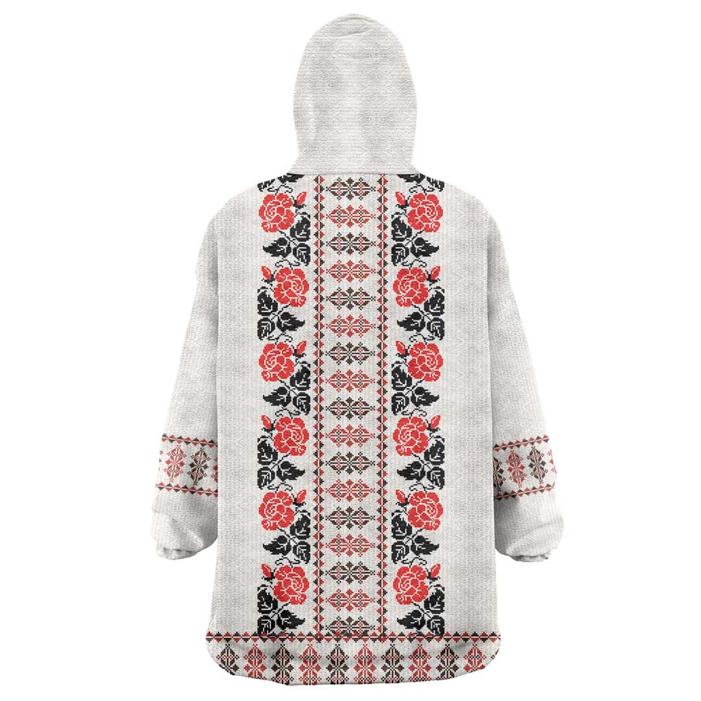 Romanian Traditional Pattern with Martenitsa Wearable Blanket Hoodie Happy Martisor Day 1 March