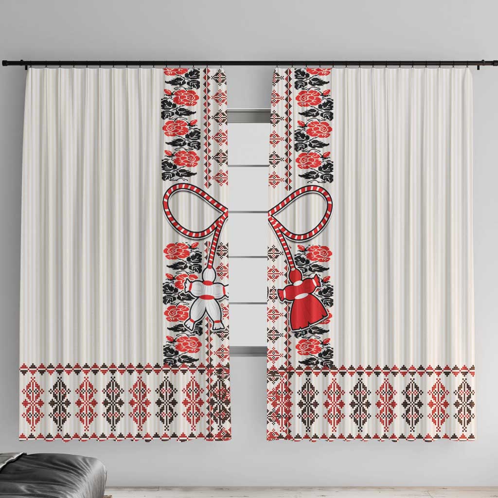 Romanian Traditional Pattern with Martenitsa Window Curtain Happy Martisor Day 1 March