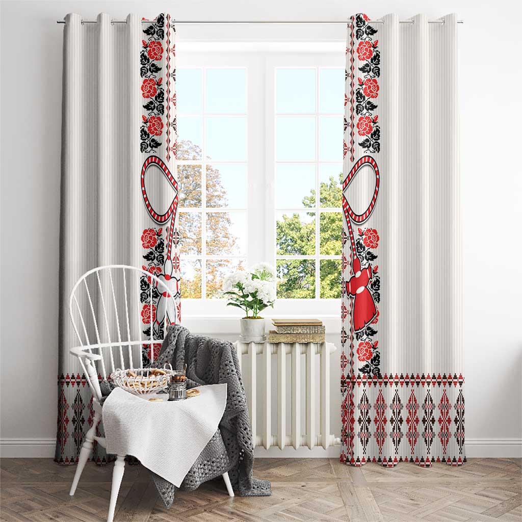 Romanian Traditional Pattern with Martenitsa Window Curtain Happy Martisor Day 1 March