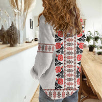 Romanian Traditional Pattern with Martenitsa Women Casual Shirt Happy Martisor Day 1 March