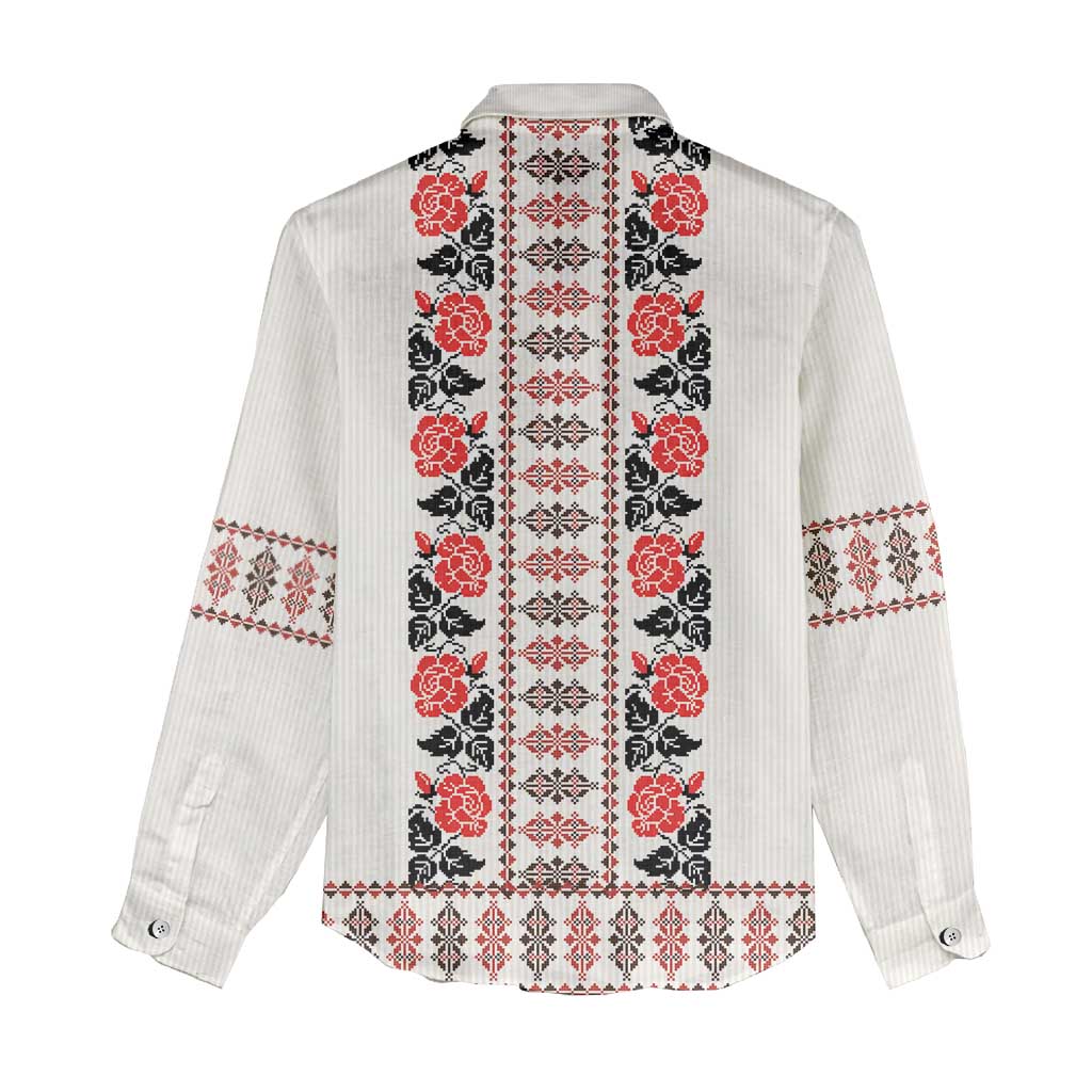 Romanian Traditional Pattern with Martenitsa Women Casual Shirt Happy Martisor Day 1 March