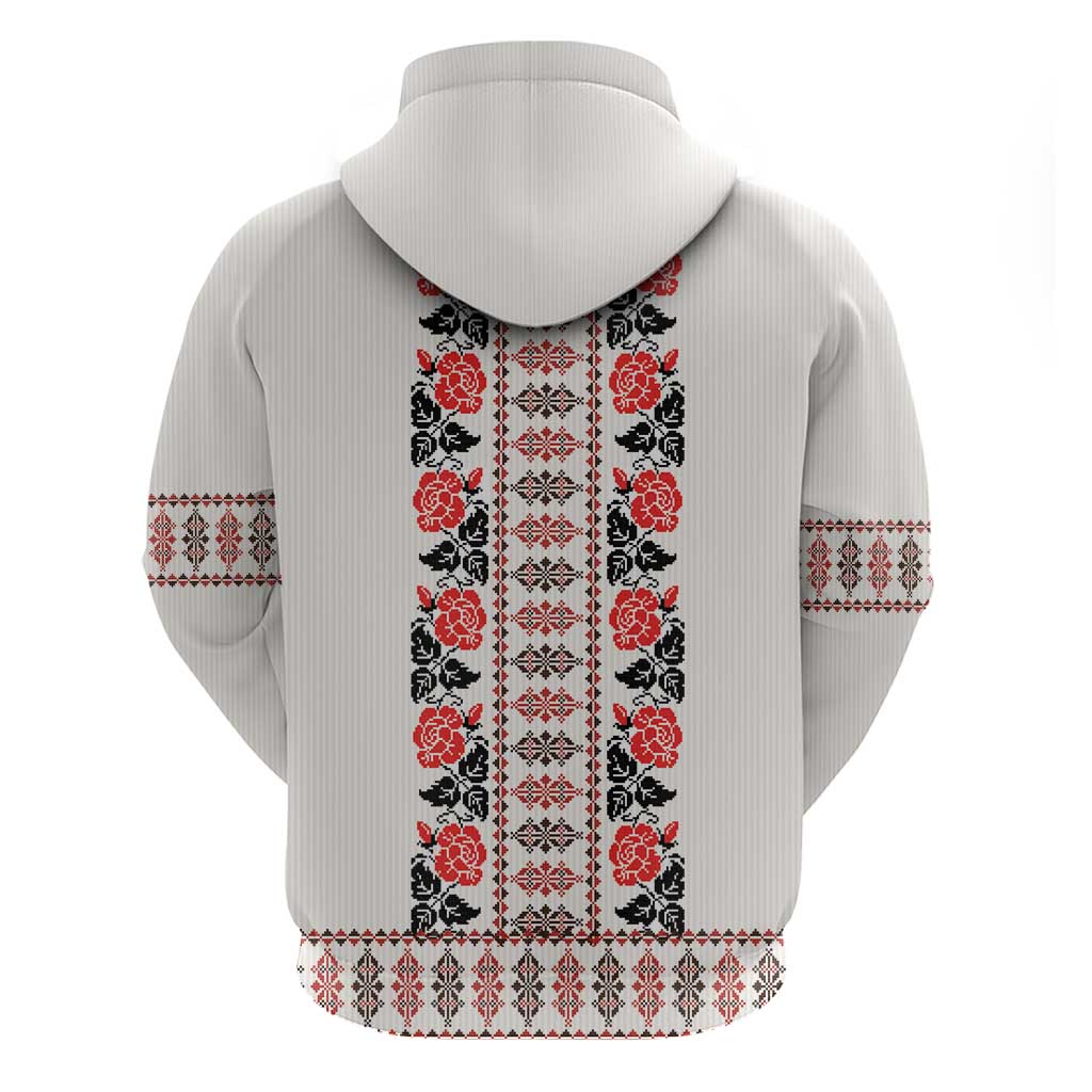 Romanian Traditional Pattern with Martenitsa Zip Hoodie Happy Martisor Day 1 March