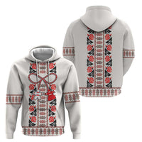 Romanian Traditional Pattern with Martenitsa Zip Hoodie Happy Martisor Day 1 March