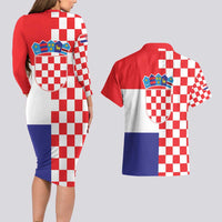 Croatia Victory Day 5 August Couples Matching Long Sleeve Bodycon Dress and Hawaiian Shirt Dan Hrvatskih Branitelja