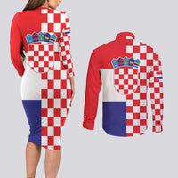 Croatia Victory Day 5 August Couples Matching Long Sleeve Bodycon Dress and Long Sleeve Button Shirt Dan Hrvatskih Branitelja
