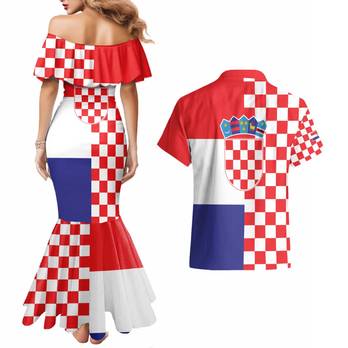 Croatia Victory Day 5 August Couples Matching Mermaid Dress and Hawaiian Shirt Dan Hrvatskih Branitelja