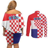 Croatia Victory Day 5 August Couples Matching Off Shoulder Short Dress and Long Sleeve Button Shirt Dan Hrvatskih Branitelja