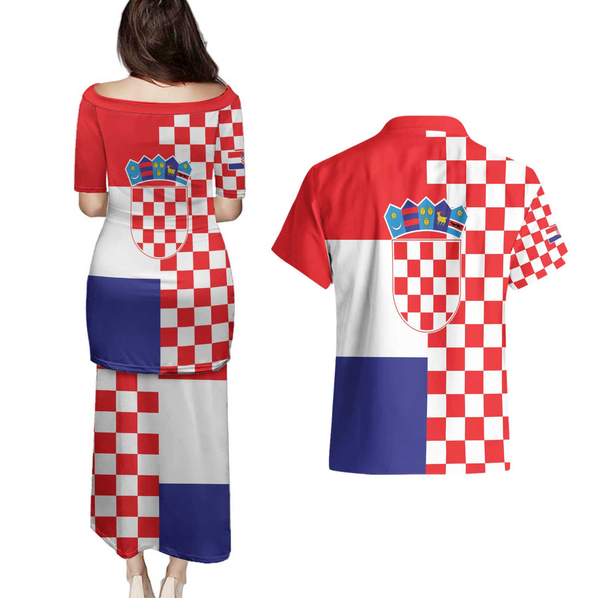 Croatia Victory Day 5 August Couples Matching Puletasi and Hawaiian Shirt Dan Hrvatskih Branitelja