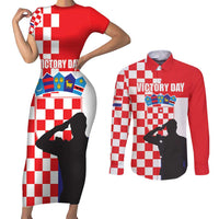 Croatia Victory Day 5 August Couples Matching Short Sleeve Bodycon Dress and Long Sleeve Button Shirt Dan Hrvatskih Branitelja